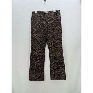 Harold’s Womens Brown Black Leopard Print Corduroy Straight Leg Pants Size 10